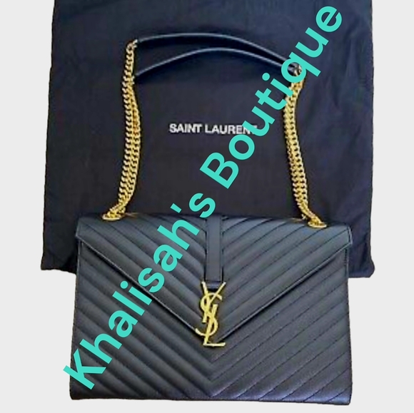 MSRP $3,200 Like New! YSL SAINT LAURENT ENVELOPE LARGE MATELASSÉ GRAIN DE POUDR - Picture 10 of 16